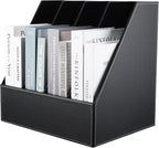 KINGFOM 4-Slot Wood Leather Document Files Holder Rack Stand Desk Files by KingfomLeatherHomeOfficeDecor