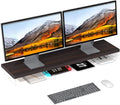 Dual Monitor Stand Riser, Wooden Desktop Organizer Shelf by Unknown