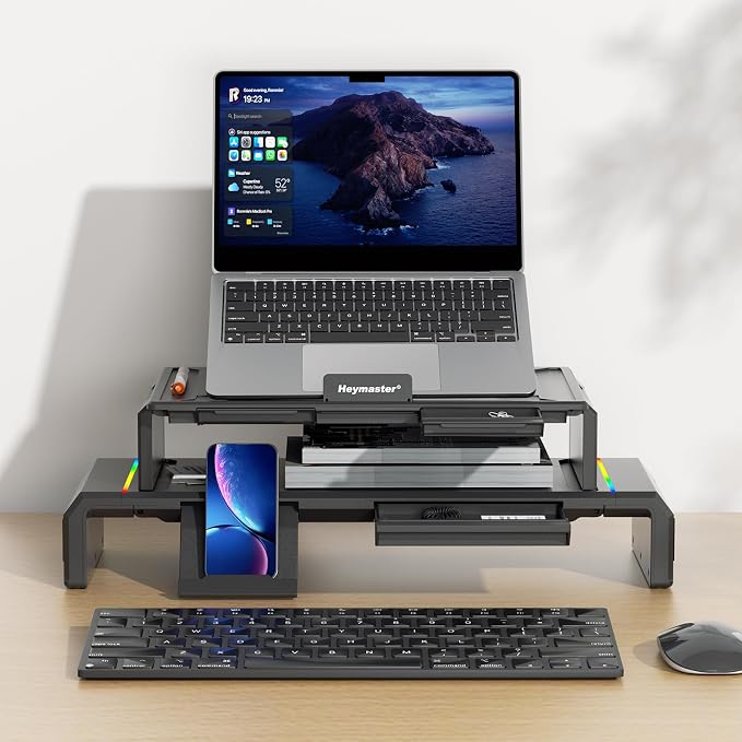 Heymaster Dual Monitor Stand for Desk, Gaming Monitor Riser - Image 6