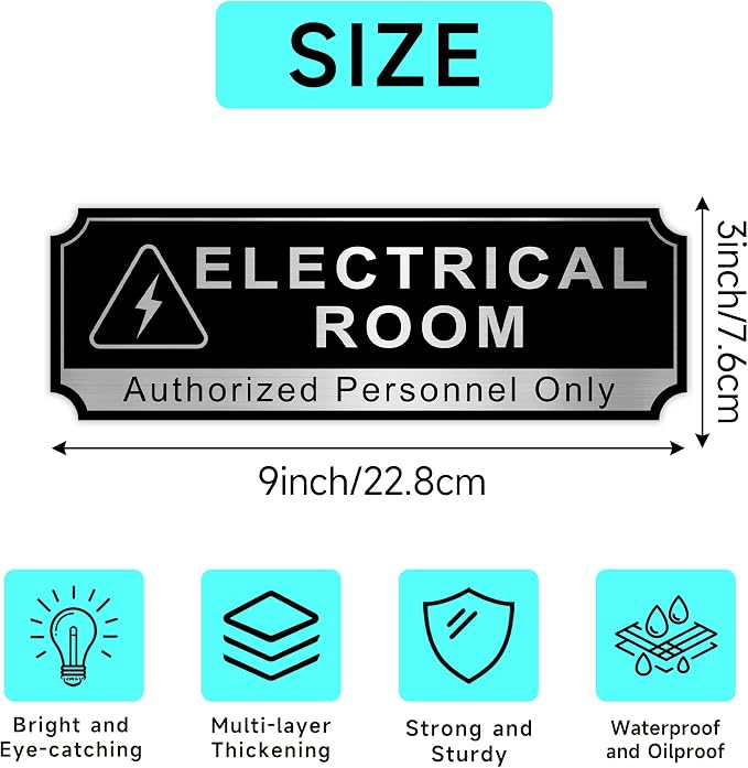 Electrical Room Sign for Business Door, Self-Adhesive Durable Modern Electric - Image 2