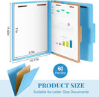 Skyygemm 60 Pcs Classification Folders Letter Size, 1 Divider Pressboard File - Image 2