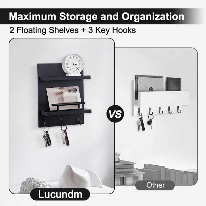 Lucundm Key Holder Wall Mount, Mail Shelf Decor - Image 4