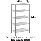 Regal Altair 24" Deep x 42" Wide x 74" Height Wire Shelving Kit | 5-Tier | NSF - Image 3