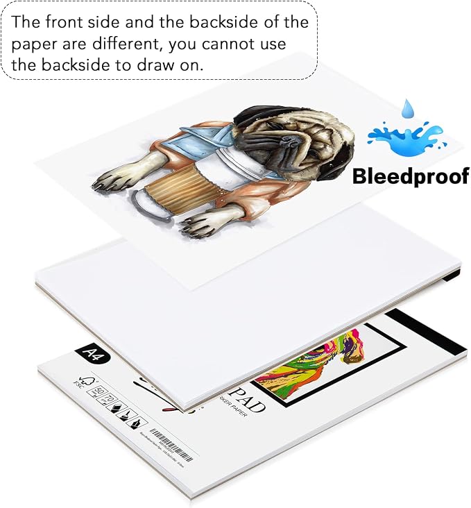 Bianyo Bleedproof Marker Paper Pad, 50 Sheets/Pad, 18 LB / 70 GSM, Glue-Bound - Image 3