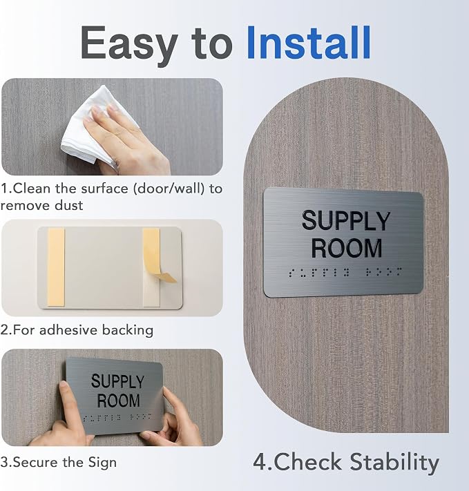 AUTHORIZED Signs with Raised Text & Grade 2 Braille, Brushed Aluminum/Silver - Image 4