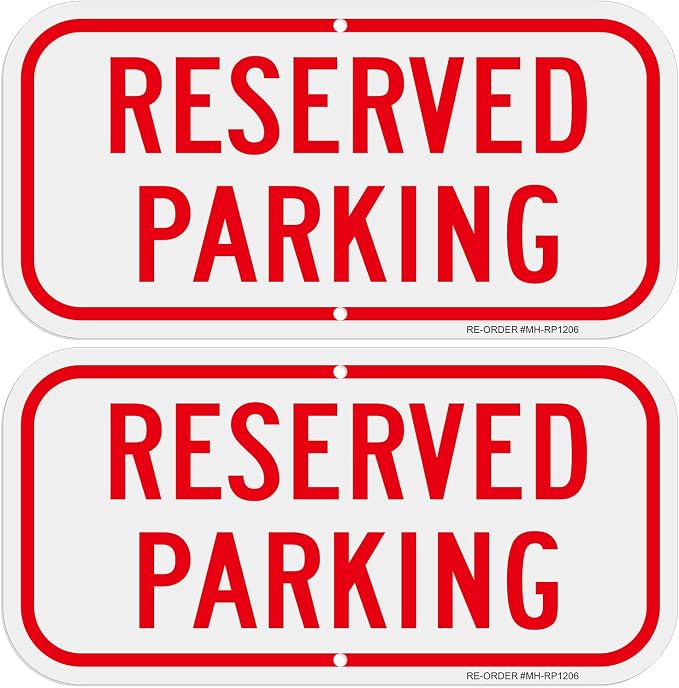 2 Pack Reserved Parking Signs, 12x6Inch Aluminum Reserved Sign, UV Protected by MINGHONGSIGNS