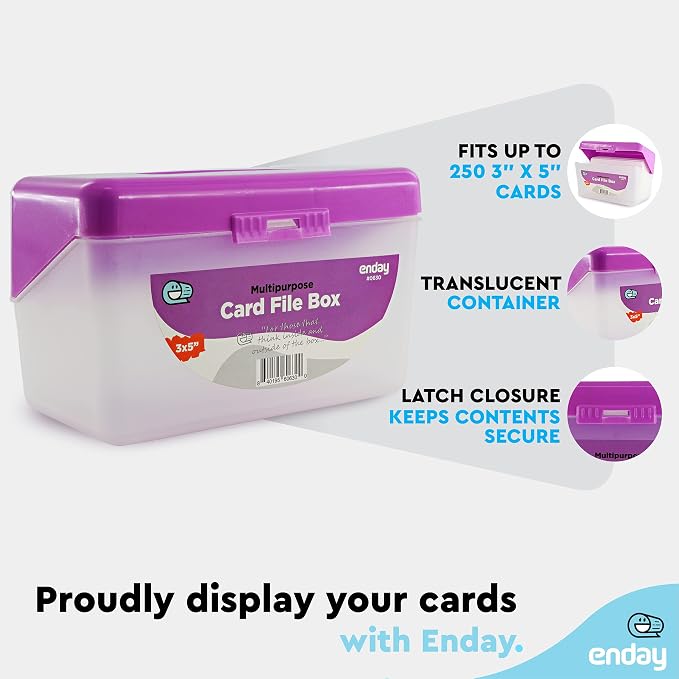 Enday Index Card Holder Purple, 3x5 Note Flash Card Organizer Case, Index Card - Image 3