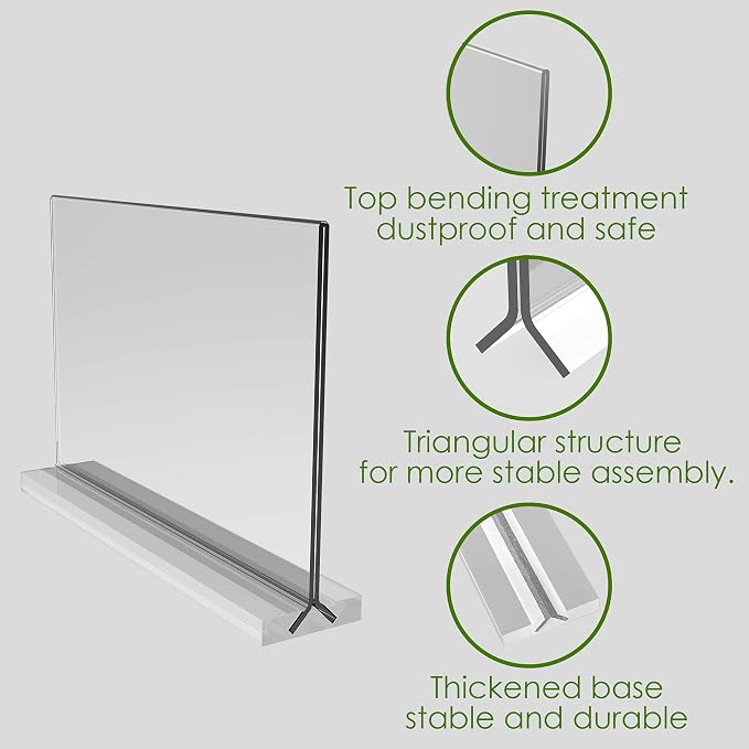 newnewshow Acrylic Sign Holder 11x8.5 Inch 3 Pack Horizontal T Shape - Image 6