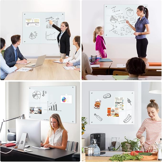 Magnetic Glass Whiteboard for Wall, Large Frameless White Board for Home and - Image 8