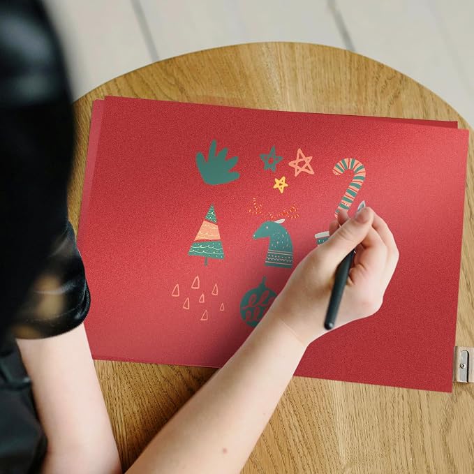 100 Sheets Red Shimmer Cardstock 8.5 x 11 Red Paper, Goefun 80lb Card Stock - Image 6