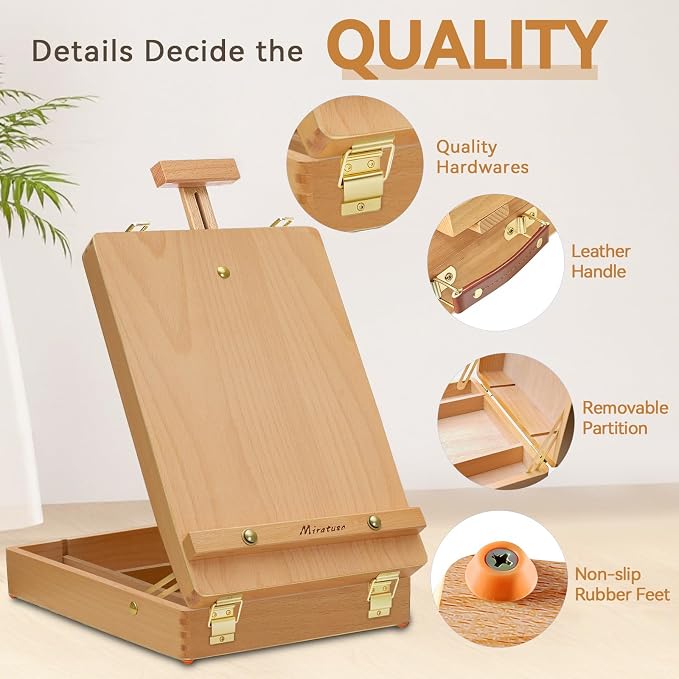 Tabletop Art Easel for Painting, Premium Wooden Sketchbox, Portable Desktop - Image 2