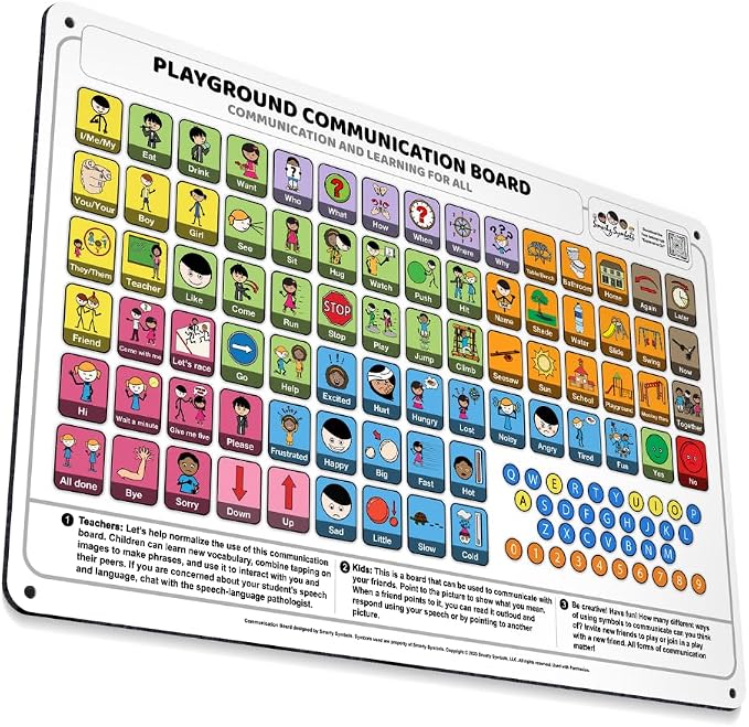 Weather-Proof Aluminum School Playground Communication Board by SmartySymbolsCommunication