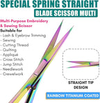 Cross Edge Spring Scissors 5 Inch straight Stainless Steel Precision Eyebrow & - Image 3