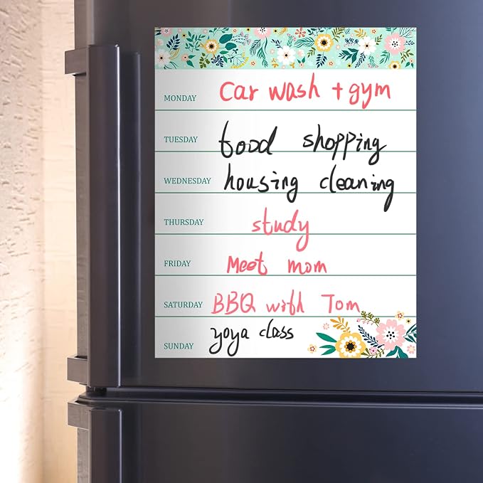 Outus 2 Pieces Magnetic Weekly Dry Erase Boards Erasable Weekly Calendars - Image 5