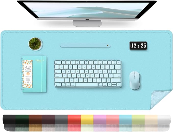 PU Leather Desk Pad Protector and Blotter, Large Mouse Pad and Laptop Desk Mat by BLESWIN