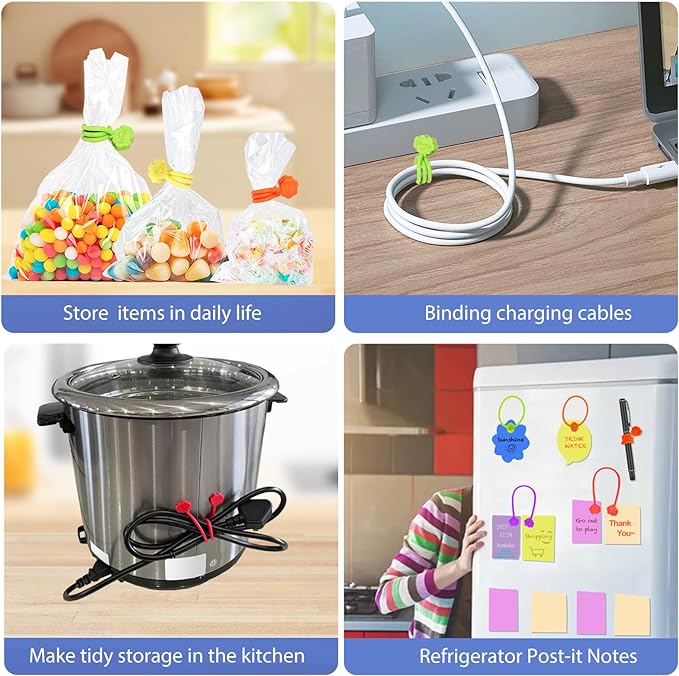 SOOOEC Magnetic Cable Ties, 24 Pack 7.2" Magnetic Cord Organizer Cute Cloud - Image 5