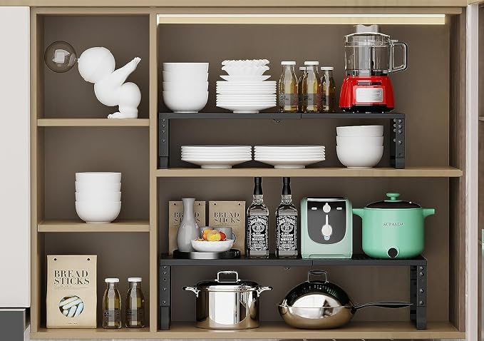 Jojocross Expandable Cabinet Shelf Organizer Storage Spice Rack Shelves - Image 5