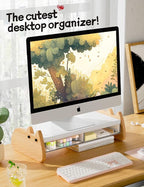 AFOOYO Monitor Stand Riser, Wooden & MDF Computer Desktop Stand - Image 2