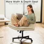 PUKAMI Criss Cross Chair with Wheels, Armless Cross Legged Office Desk Chair - Image 3