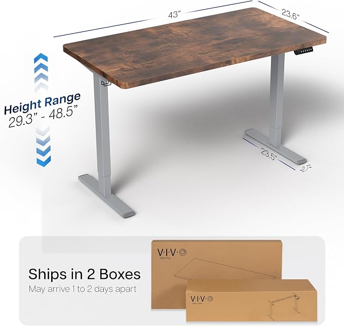 VIVO Electric 43 x 24 in Rustic Standing Desk, Memory Height Adjustment - Image 3