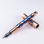 Conklin Endura Deco Crest Fountain Pen in Blue, Stub Nib, Premium Writing - Image 2