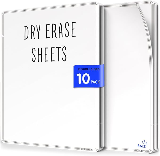 SCRIBBLEDO Small White Board Dry Erase Sheets 9”x12” by Scribbledo