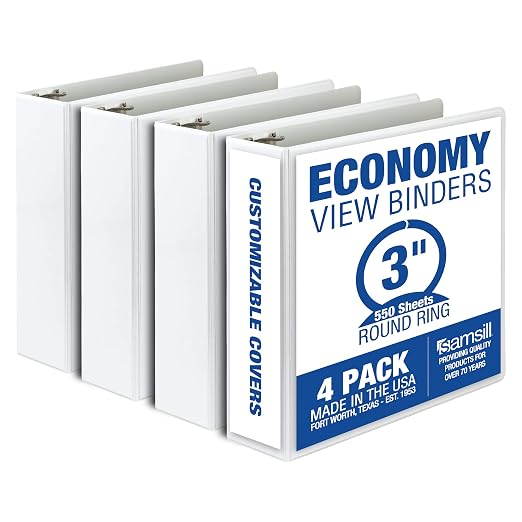 Samsill 3 Inch 3 Ring Binders, Made in USA, Economy Round Ring, 550 Sheet by Samsill