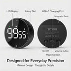 Rechargeable Magnetic Kitchen Timer, LED Countdown/Count-Up Timer, Supports - Image 8