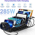 285W Charging Station for Multiple Devices, 10 Ports Fast Multi-Device Charger - Image 5