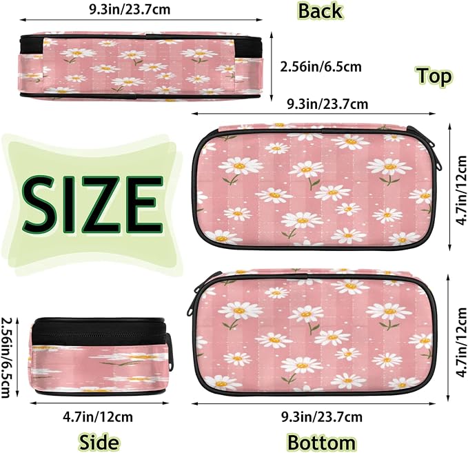 Pardick Flower Daisy Pencil Case，Big Capacity Pencil Pouch Coin Pouch - Image 4
