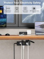 Desk Clamp Power Strip 13 Outlet 2USB-C Ports, 2 USB-A Ports, Desktop Edge - Image 4