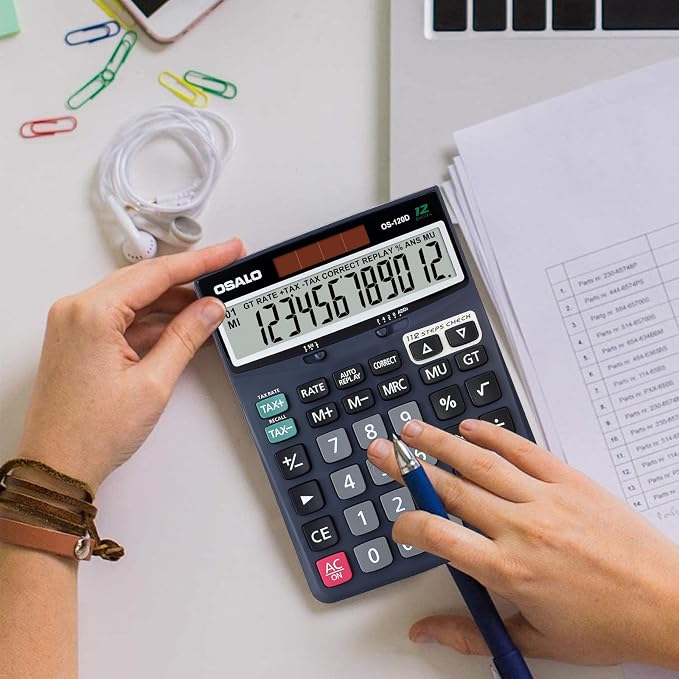 OSALO 12 Digits Desktop Calculator Extra Large LCD Display - Image 7