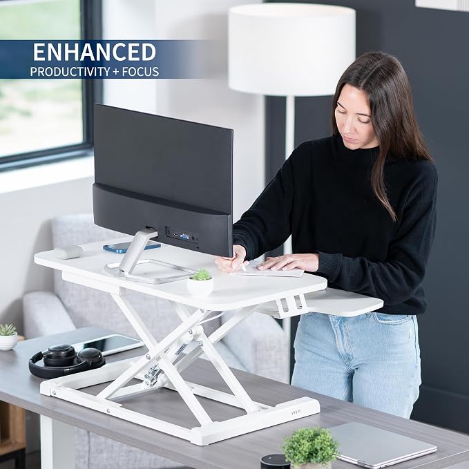 VIVO 28 inch Desk Converter, K Series, Height Adjustable Sit to Stand Riser - Image 4
