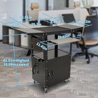 Upgraded AV Cart, Adjustable-Height Steel AV Cart - Image 3