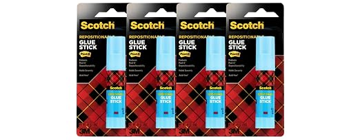 Scotch Removable Restickable Glue Stick, Repositionable Stick, 4 Pack by 3MIndustrial