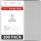 Turxayox 100 Pcs Clear ID Badge Holder, Vertical Plastic Name Tag Protector by Turxayox