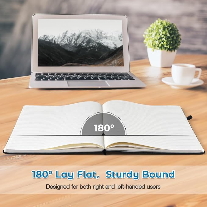 College Ruled Notebook, A4 Hardcover Leather Notebook - Image 3