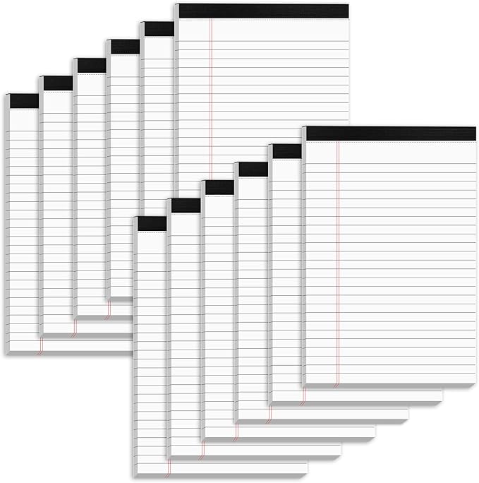Nichela 5" x 8" Note Pads 12 Pack of Legal Pads 30 Sheets Notepad College Ruled by Nichela