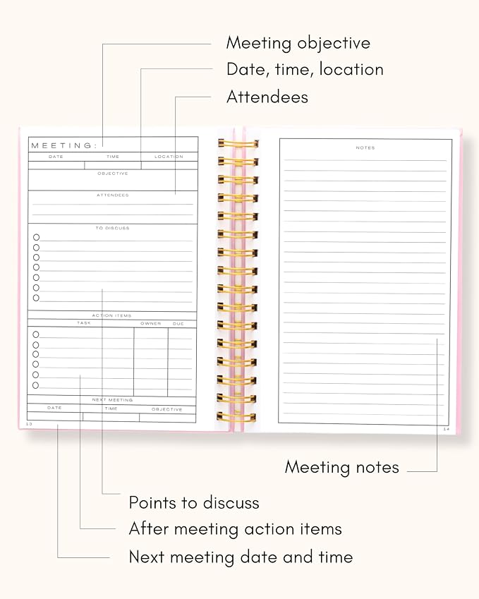 Lamare Meeting Notebook for Work Organization – Perfect Work Notebook for Note - Image 4