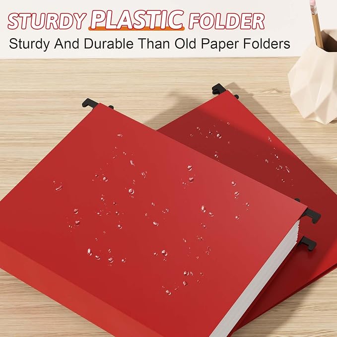 Nordun Plastic Hanging File Folder Extra Capacity, 12 Pack Reinforced Hang - Image 2