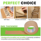 ADHES Water Activated Tape 2" x 55yds, 3 Rolls, Reinforced Kraft Gummed Paper - Image 3