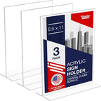 Acrylic Sign Holder 8.5 x 11, T-Shape Tabletop Display Stand, Double-Sided by DasherProducts