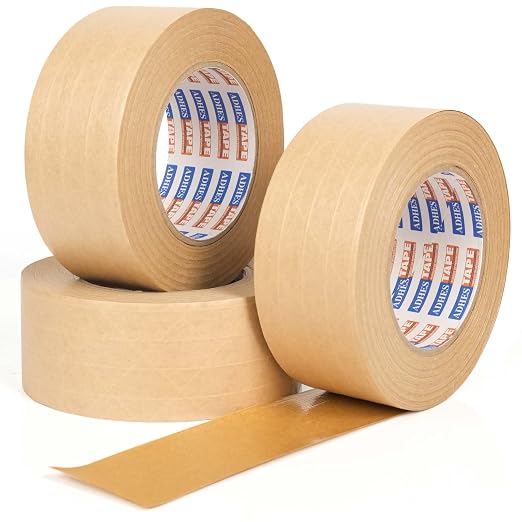 ADHES Water Activated Tape 2" x 55yds, 3 Rolls, Reinforced Kraft Gummed Paper by ADHESTAPEPERSUITOFPERFECTION