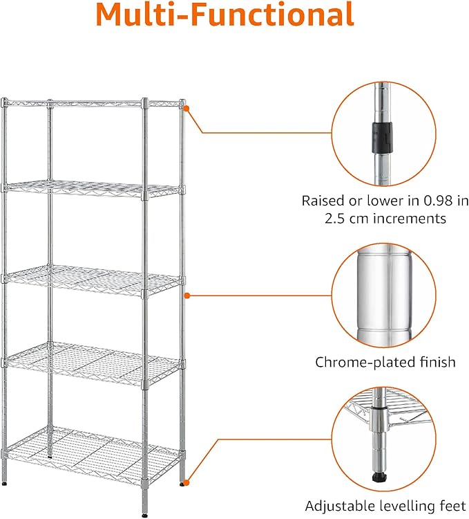 Amazon Basics 5-Shelf Adjustable, Storage Shelving Unit, Steel Organizer Wire - Image 7