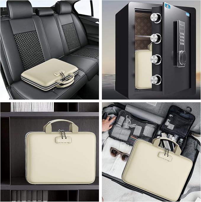 Fireproof File Organizer with Lock, Hard-Shell Case Fireproof Document Box with - Image 6