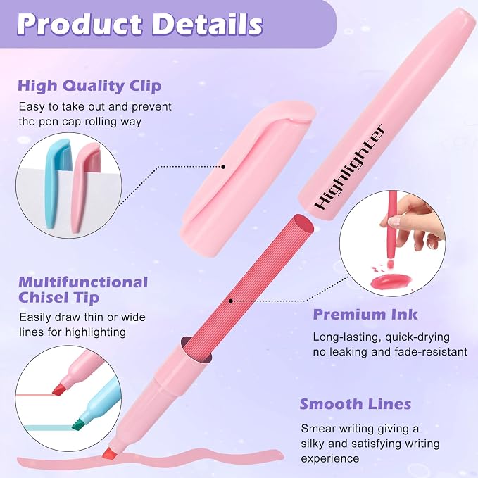 V-Opitos 30 Pack Highlighter in 6 Pastel Colors, No Bleed Highlighters - Image 4