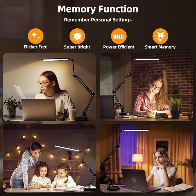 NOEVSBIG LED Desk Lamp with Clamp, 2-in-1 Clamp on Desk Lamps with Base - Image 6
