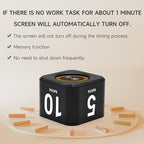 Rotating Productivity Timer 5, 50 Minutes Preset, Desk Cube w/Gravity Sensor - Image 7
