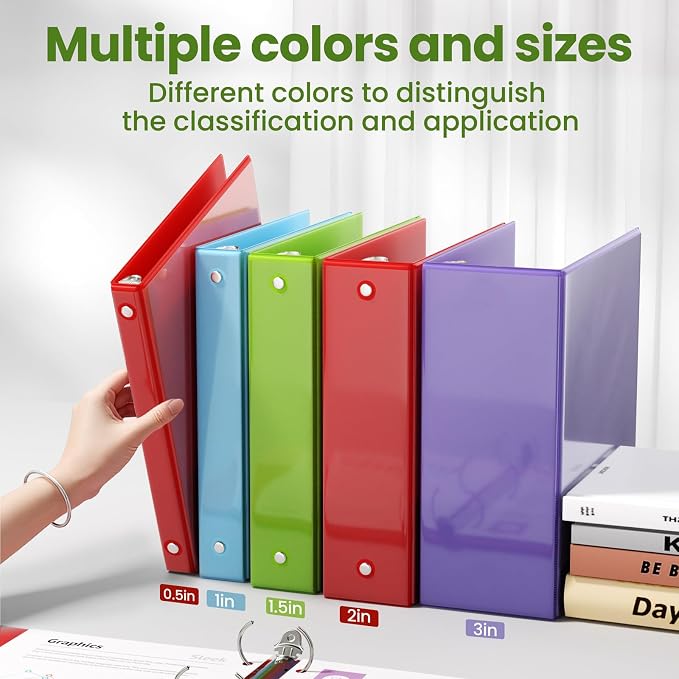 SUNEE 3 Ring Binder 2 Inch 1 Pack, Tender Green - Image 5