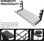 SEWCHICS Under Desk Cable Management Tray Cable Organizer Rack No Drill Black - Image 8